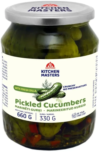 Gurķi marinēti KITCHEN MASTERS, 660g/330g