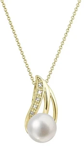 Evolution Group Charming auksinis pakabukas with real pearl and dazzling diamonds 92PB00051
