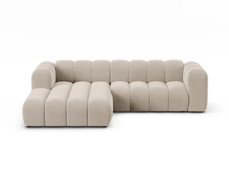 Velvet Modular Left Corner Sofa, "Lupine", 4 Seats, 260x177x70, Beige