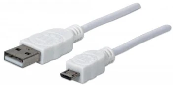 Kabelis USB Manhattan USB-A - microUSB 1.8 m Baltas (324069)