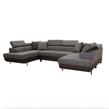 Kampinė sofa U formos su miegojimo funkcija ADI, ruda/ruda