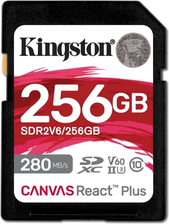 Kingston 256GB React Plus 280/150/MB/s U3 V60 SD Card