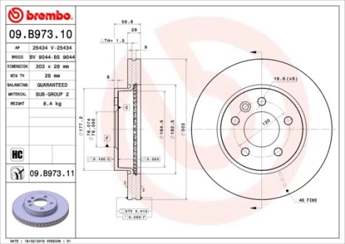 BREMBO 09.B973.11 Brake Disc