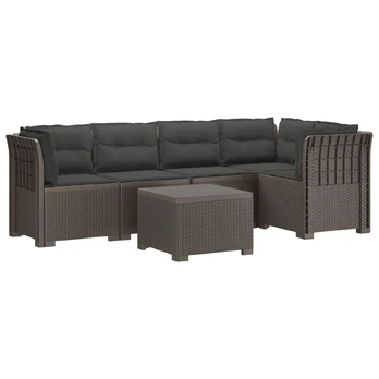 5-vietė sodo sofa su pagalvėlėmis Rataninio išvaizdos PP