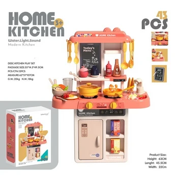 Kitchen Kitchenette with Light Function 43 pieces. Pink