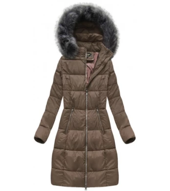 LONG QUILTED JACKET BROWN (7701) striukė