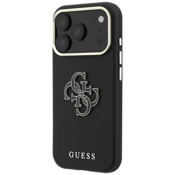 Dėklas Guess Grained & Big Resin Logo do iPhone 18 Pro / 17 Pro juoda