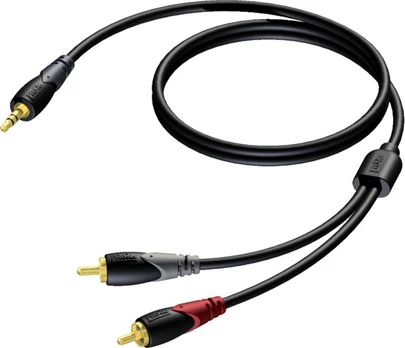 Kabelis Procab lizdas 3,5 mm – RCA (Cinch) x2 5m juodas (CLA711/5)
