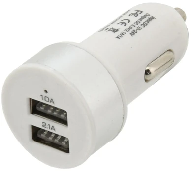 Automobilinis įkroviklis Compass, USB, 6.1 cm, balta, 15.5 W