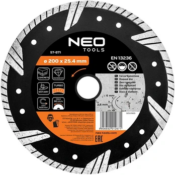 Neo Tools 200 x 25,4 mm turbo deimantinis diskas