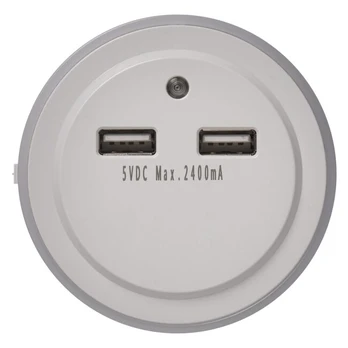Naktinė lemputė EMOS 220 V 2x USB 5V 2.4A