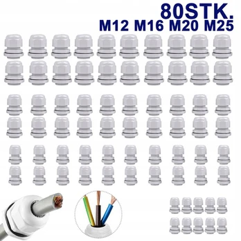 80 vnt. kabelių riebokšlių Pg M12 M16 M20 M25 Ip68