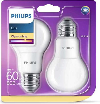 Philips Żarówka LED 8W (60W) E27 2 sztuki (929001234361)