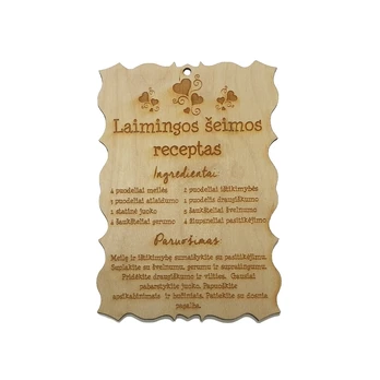 Medinė lentelė  "Laimingos šeimos receptas"