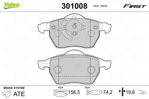 Stabdžių trinkelių rinkinys, diskinis stabdys VALEO 301008