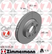 Stabdžių diskas ZIMMERMANN 600.3225.20 kaina