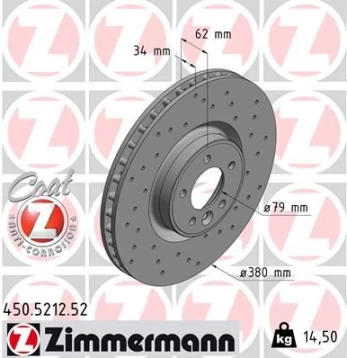 Stabdžių diskas ZIMMERMANN 450.5212.52