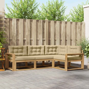 Lauko sofos komplektas 3 pcs Balta ir kreminė Poliesteris