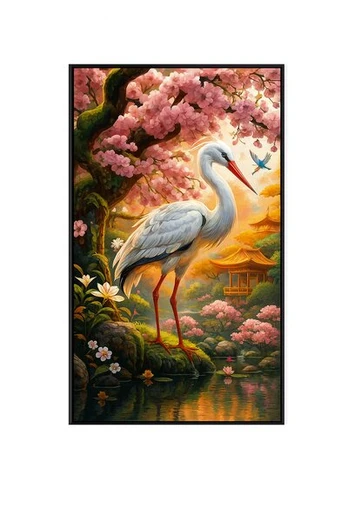 5D deimantinė mozaika Gandras, 40×70 cm