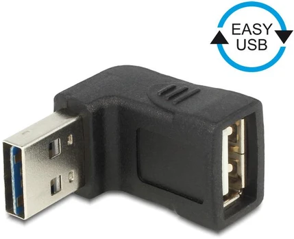 ADAPTER USB-A(M) 2.0->USB-A(F) KAMPINIS GÓRA/DÓŁ EASY-USB Juodas DELOCK