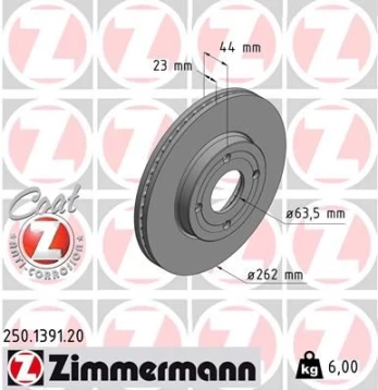 Stabdžių diskas ZIMMERMANN 250.1391.20