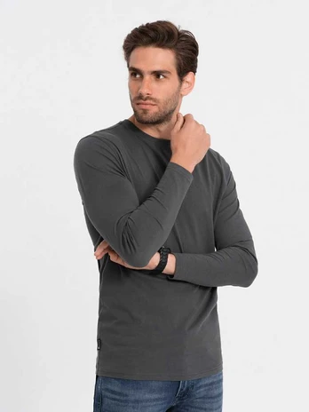 men's unprinted longsleeve - graphite v6 om-lsbl-0106