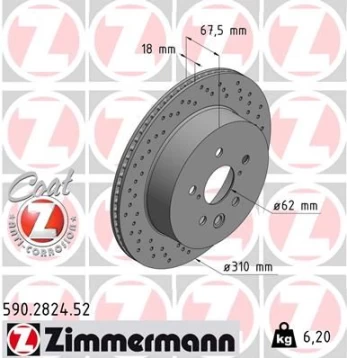 Stabdžių diskas ZIMMERMANN 590.2824.52