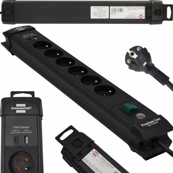 Prailginimo laidas su 6 lizdais, 1x Usb-c, 1x Usb-a, 3m