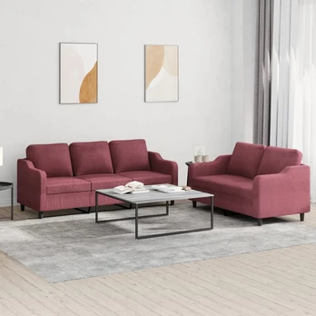 Sofa Sofos komplektas su pagalvėlėmis, 2 dalių, vyno, audinys