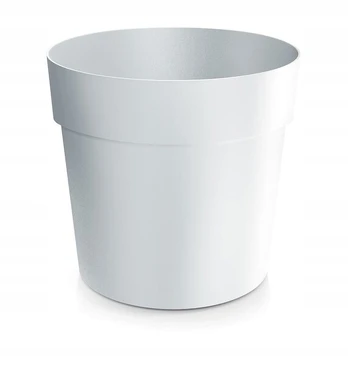 Plastikinis apvalus vazonas klasikinis baltas 19,9 cm Augintojas