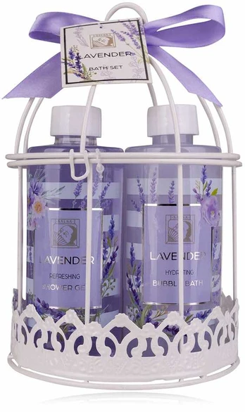 Accentra Bath set LAVENDER in wire bird cage