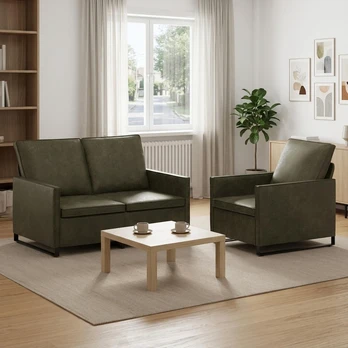 Sofa Sofos komplektas 2 vnt. Armijos Žalia Dirbtinė zomša