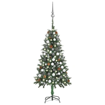 Dirbtinė Kalėdų eglutė su žaisliukais ir kankorėžiais, 150cm