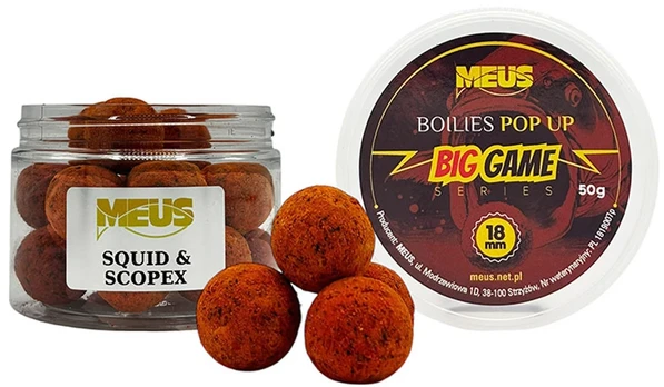 Boiliai Meus Big Game Pop Up 18mm - Squid & Scopex