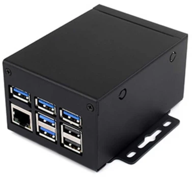 Raspberry Pi 5 pramoninis metalinis korpusas ant DIN bėgelio – Waveshare 26087