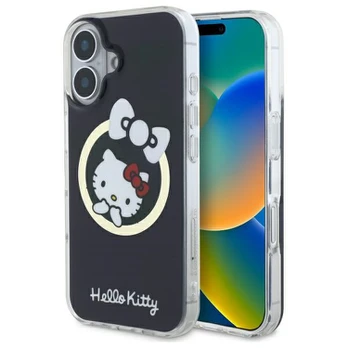 Hello Kitty HKHMP16SHFLBK iPhone 16 6,1" juoda|juodas hardcase IML Fun bow Magsafe