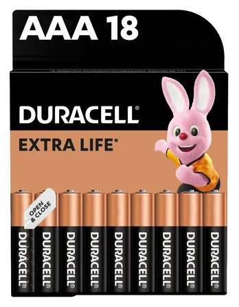 Baterijos DURACELL Basic, AAA (LR03), 18 vnt.