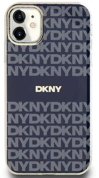 Dėklas DKNY PC/TPU Repeat Pattern Tonal Stripe Magsafe Case for iPhone 11 Mėlyna