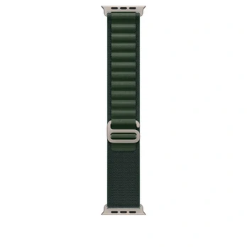 Apyrankė Apple Watch 49mm Dark Green Alpine Loop - Large - Natural Titanium Finish