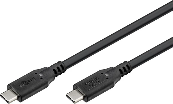 Goobay USB-C™ Cable, USB4™, 240 W, 40 Gbit/s, Power Delivery, 1 m, Juodas