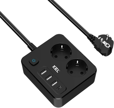 Listwa, 2 gniazda 2p+su oraz gniazdami usb a, usb c, 2m, schuko; kel