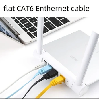 Plokščias CAT6 tinklo kabelis, 1m(1pcs white +1pcs black)