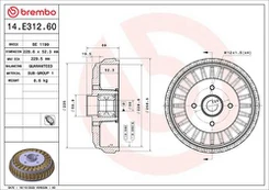 BREMBO 14.E312.60 Stabdžių būgnas
