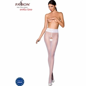 Passion TIOPEN 008 3/4 White Tights 30 DEN with Decorative Lace