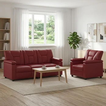 Sofa Sofos komplektas 2 vnt. Vyno raudona Dirbtinė oda