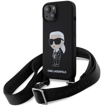 Karl Lagerfeld Crossbody Silicone Ikonik Back Case for Apple iPhone 15