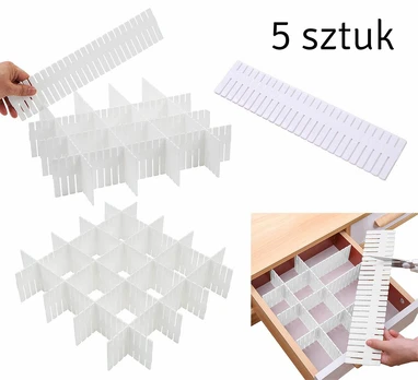 Modulinis stalčių organizatorius, 5 vnt., baltas