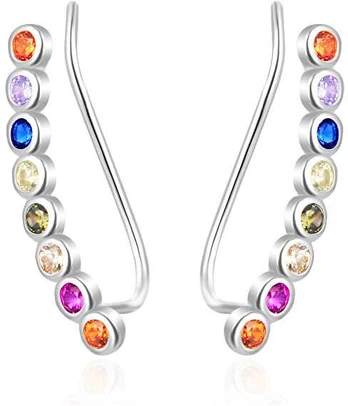 Agato Long sidabrinis earrings with colored zircons AGT-E027VC