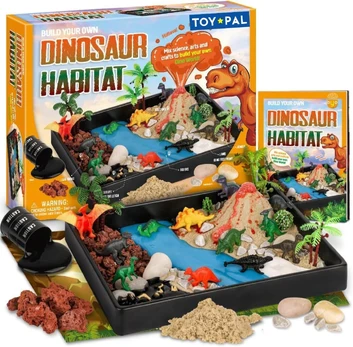 Mokslinis rinkinys terariumas dinozaurai su vulkanu