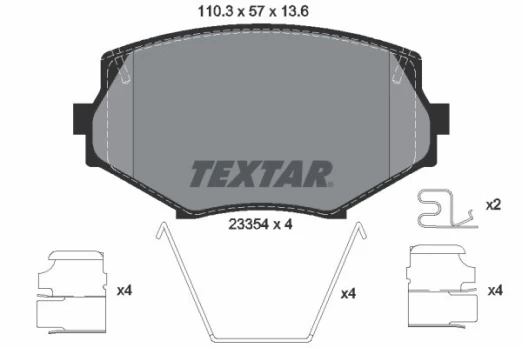 Stabdžių trinkelių rinkinys, diskinis stabdys TEXTAR 2335404